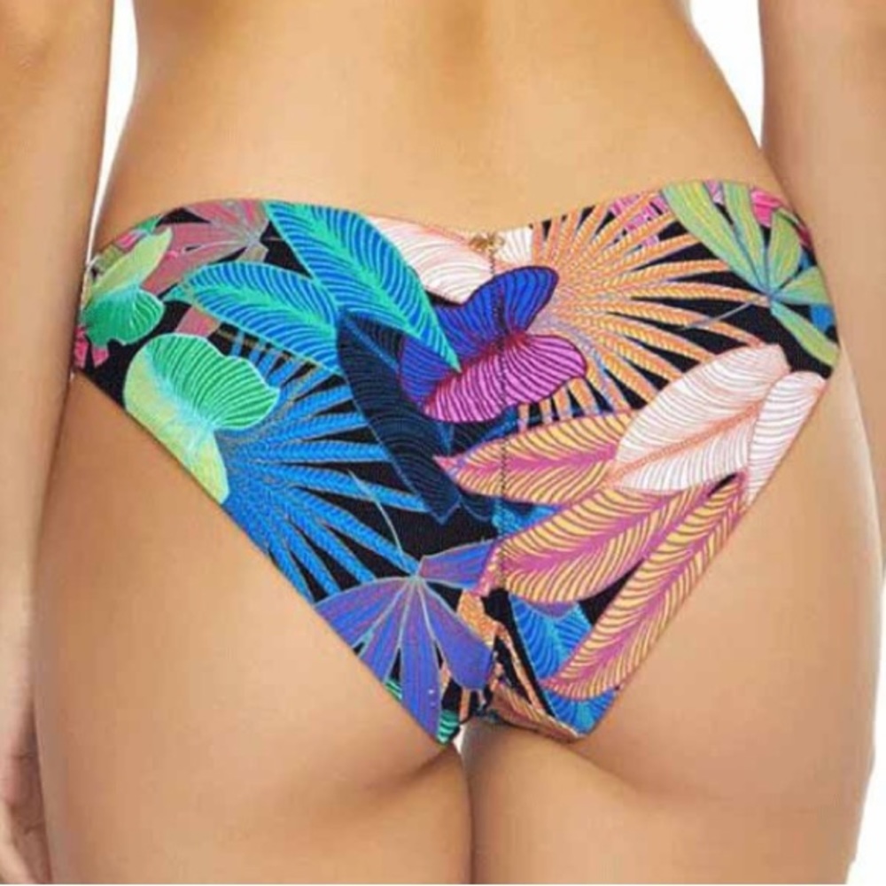 Pilyq ARALIA Palm Leaf Basic Ruched Bikini Bottom Sz Small